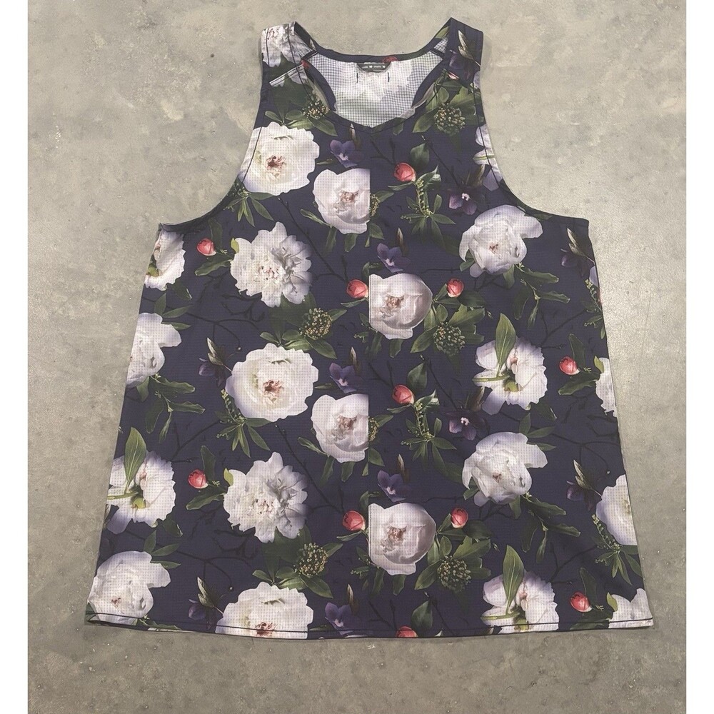 Oiselle Racerback Running Tank Top Women's Size 10 Purple Floral Stretch